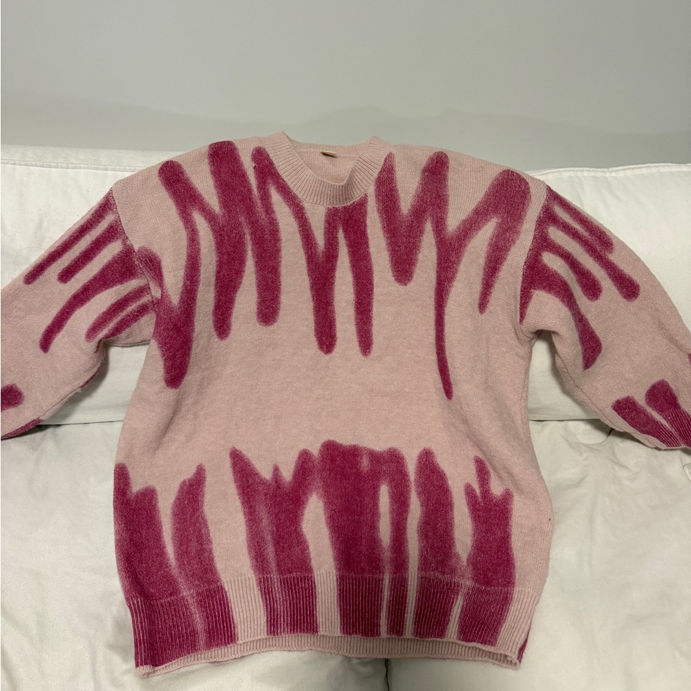 Pink Paint Spill Oversized Jumper